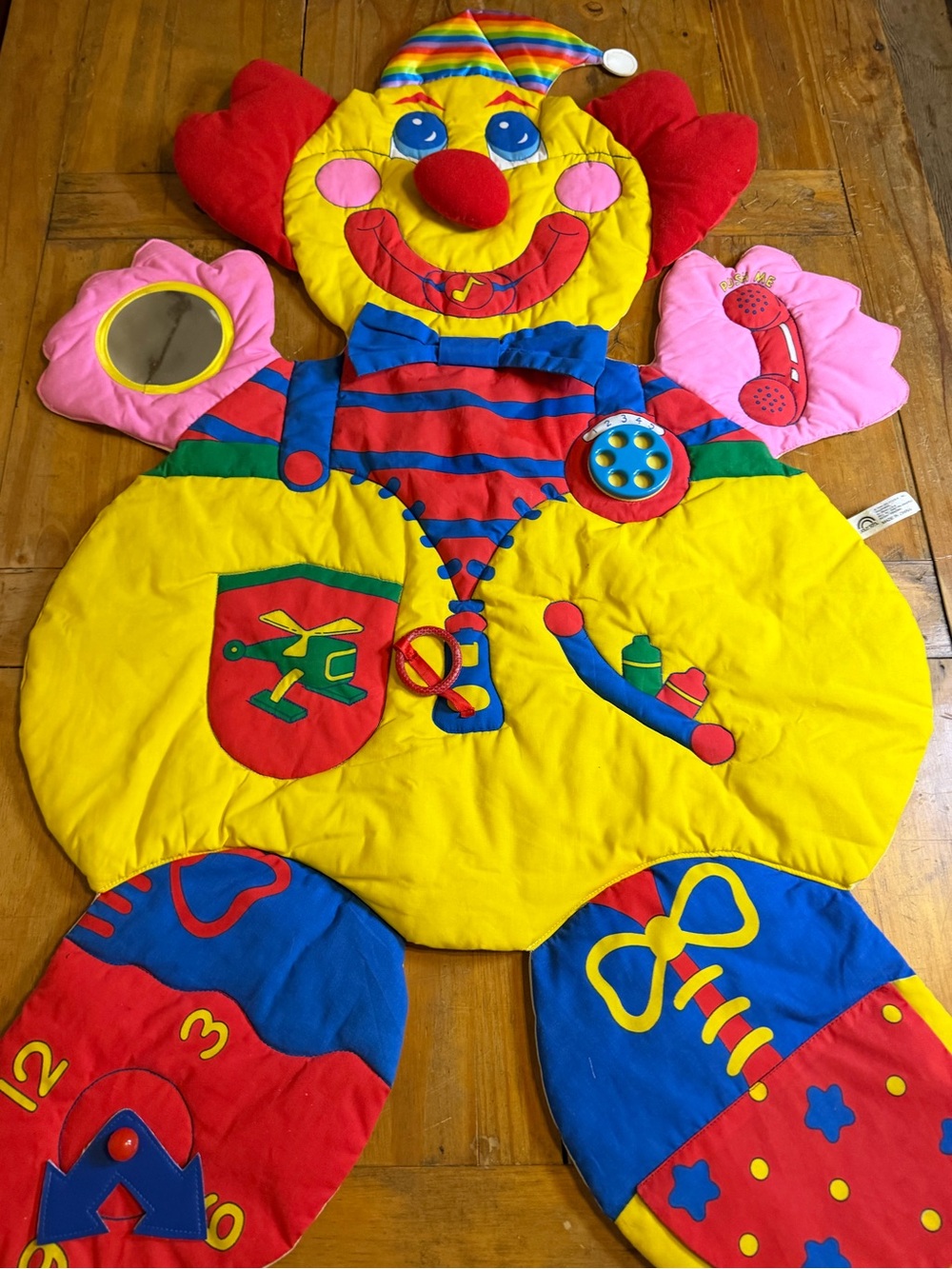 Vintage 1995 Jolly Toys Clown Baby Activity Play Mat Mirror Phone Learning Toy